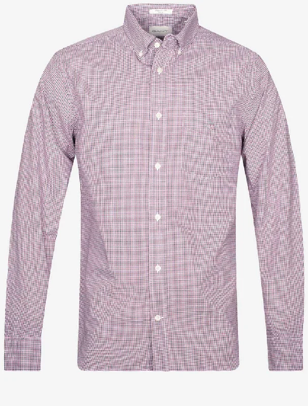 Regular Poplin Micro Check Shirt Plumped Red