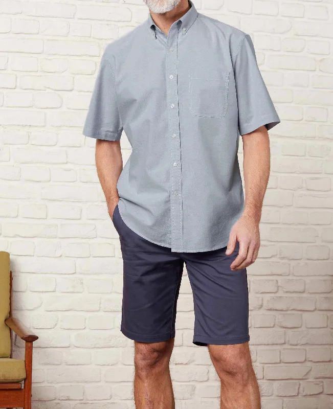 Light Denim Blue Classic Fit Short Sleeve Oxford Shirt