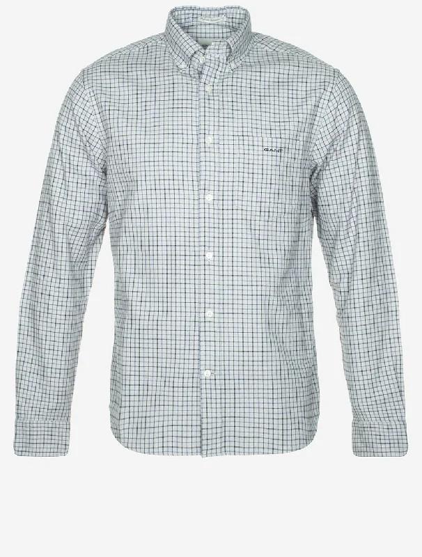 Regular Jaspe Tattersall Plaid Shirt Light Grey Melange