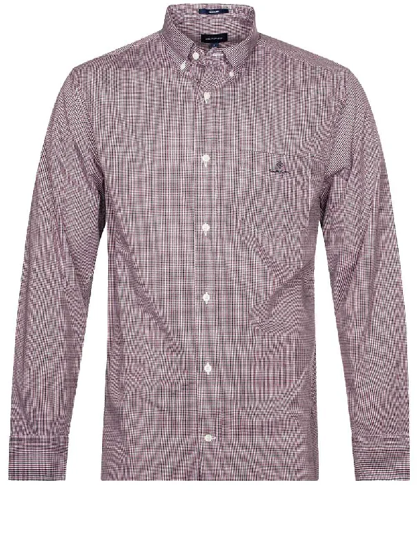 Regular Fit Poplin Micro Gingham Shirt Cabernet Red