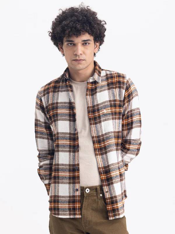 Brown Checks Corduroy Shirt