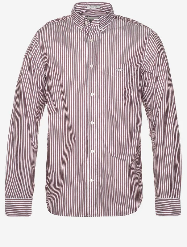 Regular Classic Poplin Stripe Shirt Wine Red