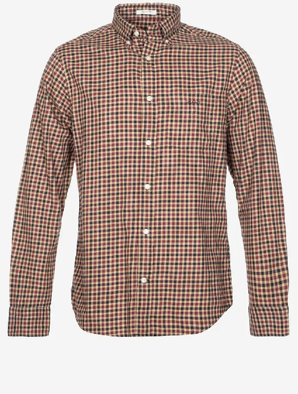 Regular Light Twill Gingham Shirt Wine Red