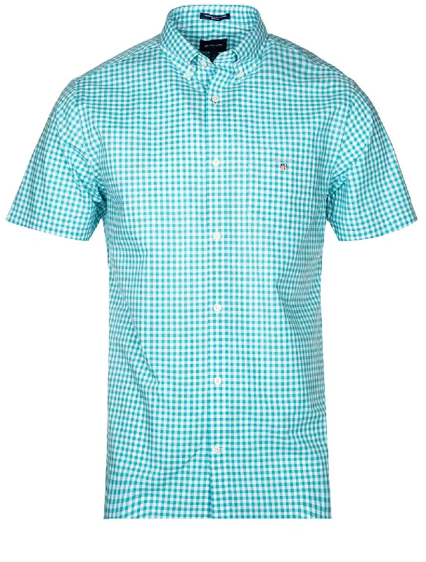 Regular Broadcloth Gingham SS Bd Aqua Green