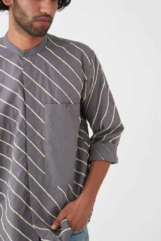 Diagonal EMB. Shirt - Grey