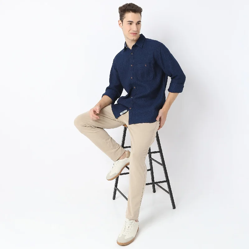 Cruiser™ True Indigo Shirt - Self Structure - Classic Regular Fit Shirt