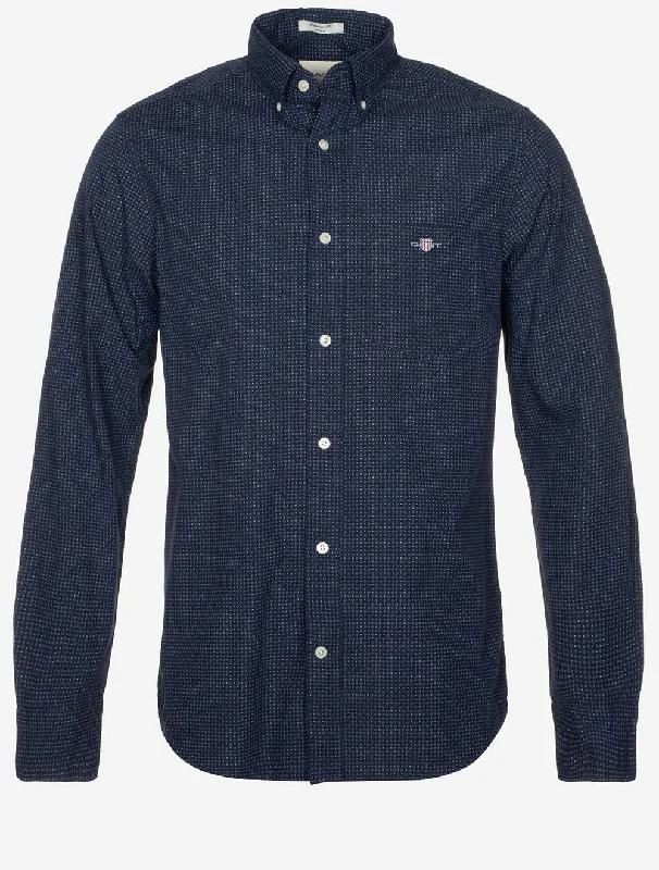 Regular Micro Print Shirt Evening Blue