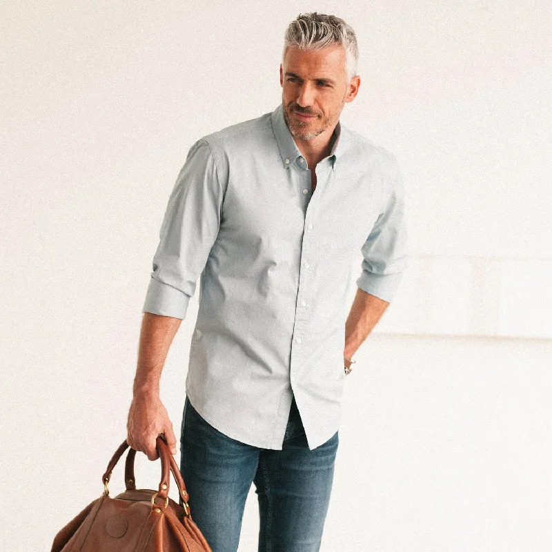 Essential Button Down Collar Casual Shirt - Light Blue Cotton Twill