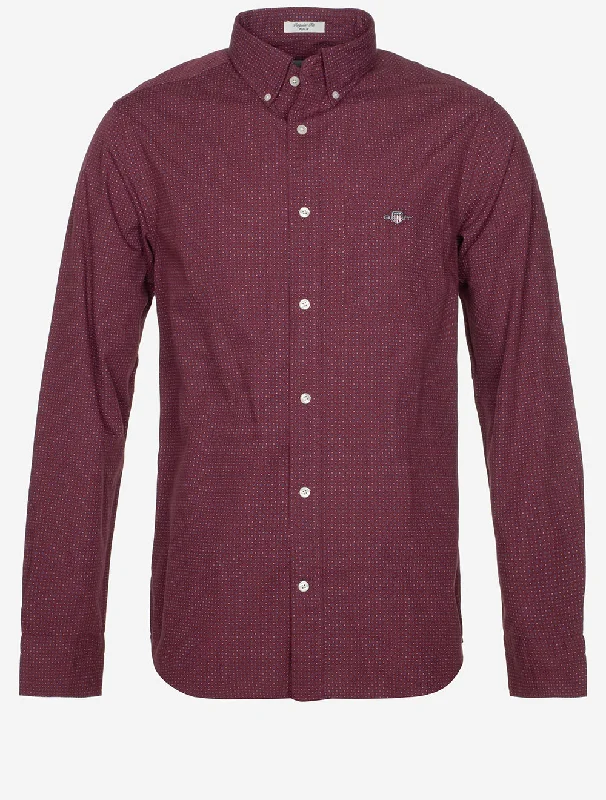 Regular Micro Print Shirt  Wine Red