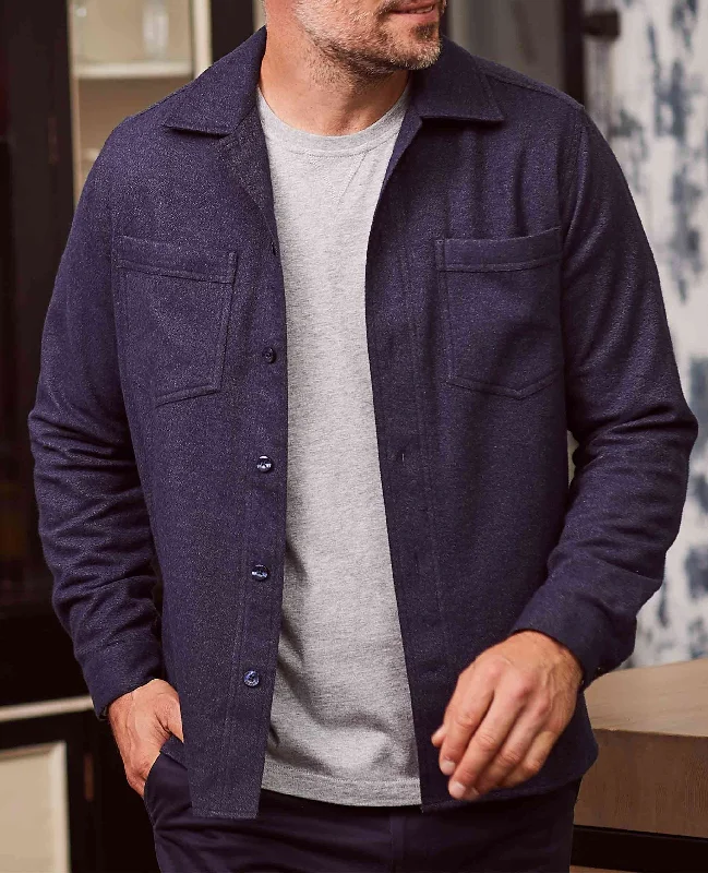 Navy Brushed Cotton Overshirt