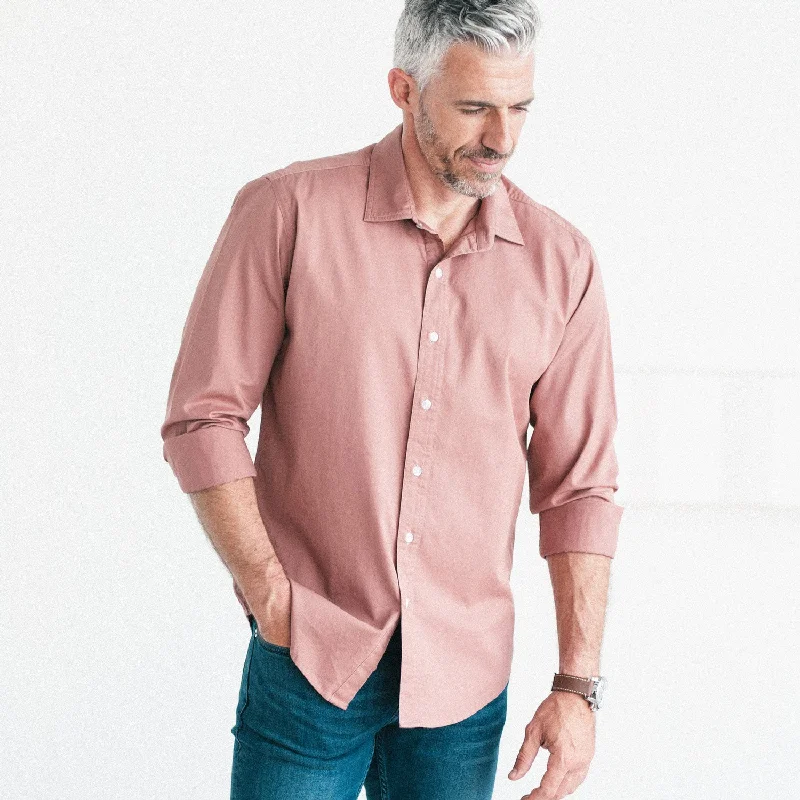 Essential Spread Collar Casual Shirt - Terra Cotta Cotton Twill