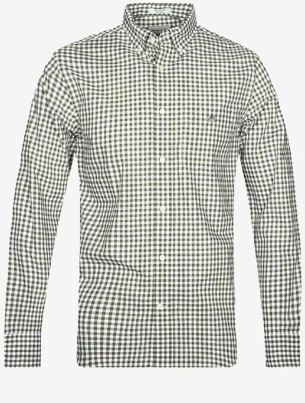 Regular Fit Poplin Gingham Shirt Juniper Green