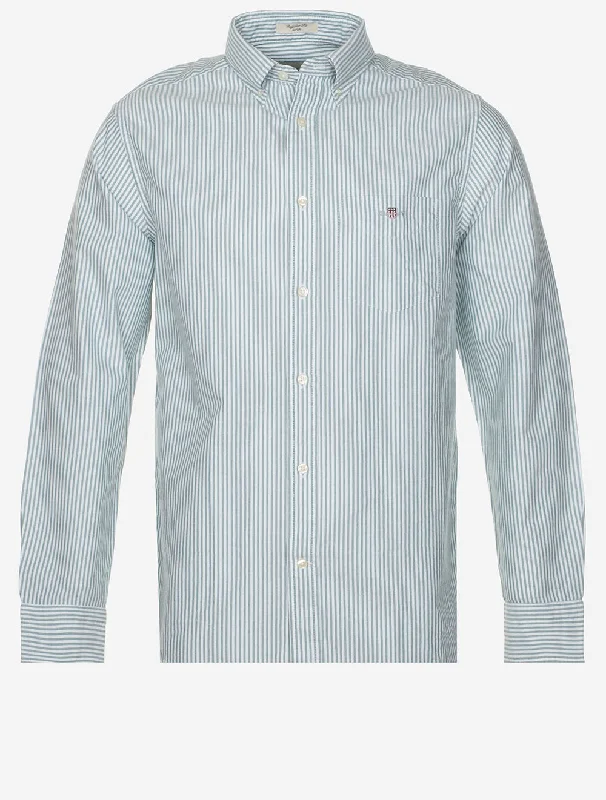 Regular Fit Classic Oxford Stripe Shirt Deep Forest Green