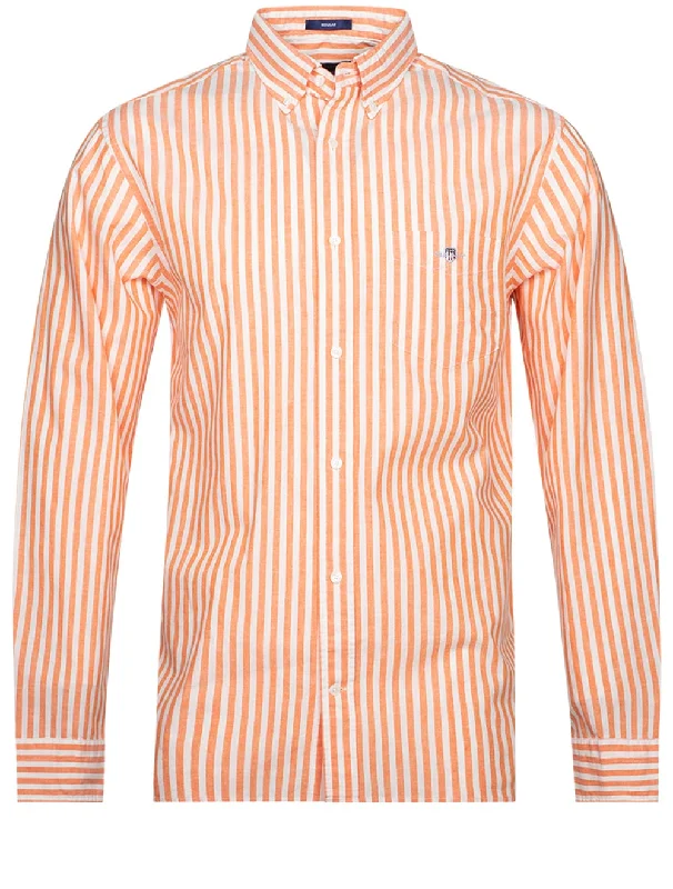 Regular Cotton Linen Stripe Shirt Apricot Orange