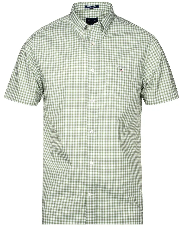 Regular Broadcloth Gingham Short Sleeve Buttondown Kalamata Green