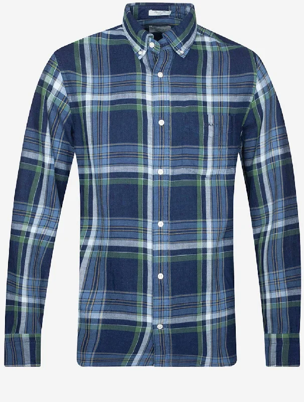 Regular Indigo Twill Check Shirt Dark Indigo