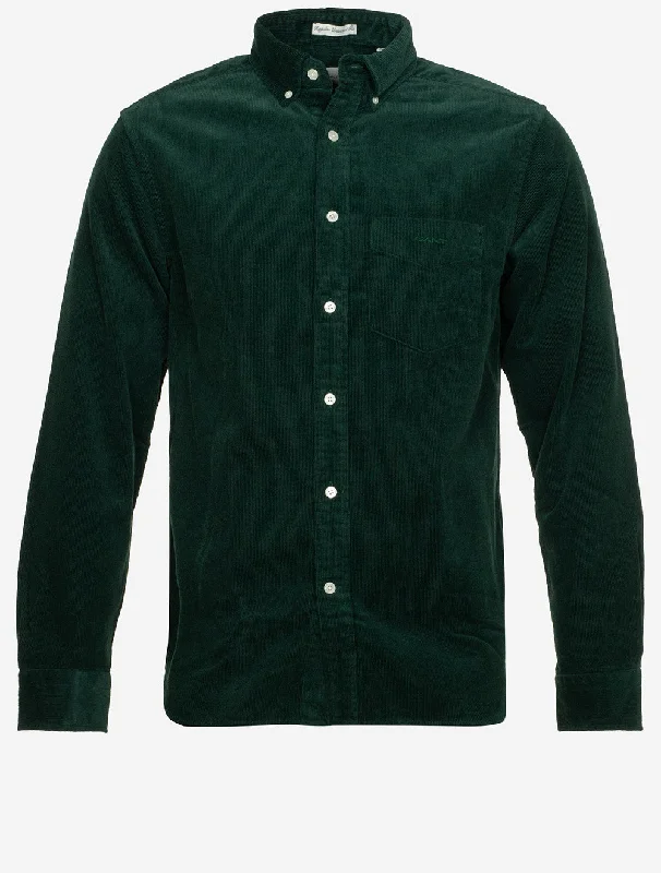 Regular Corduroy Shirt Tartan Green