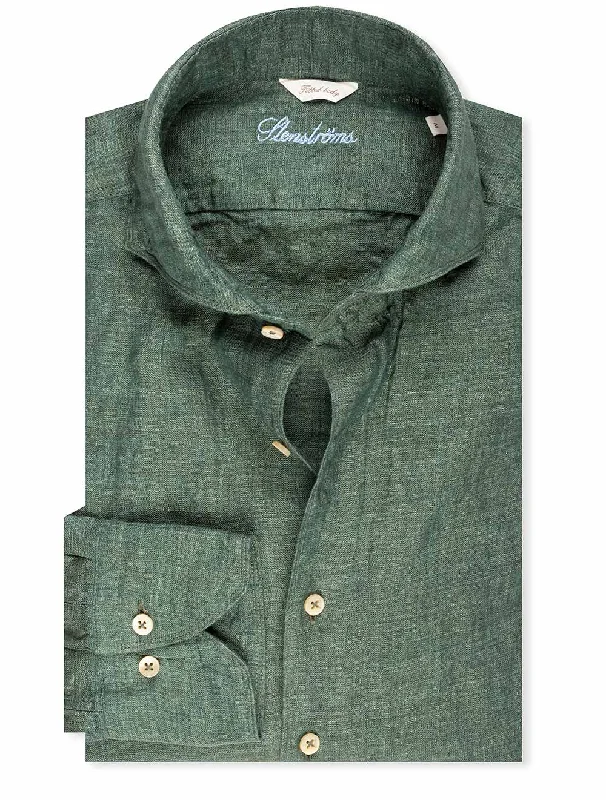 Fitted Linen Shirt Green