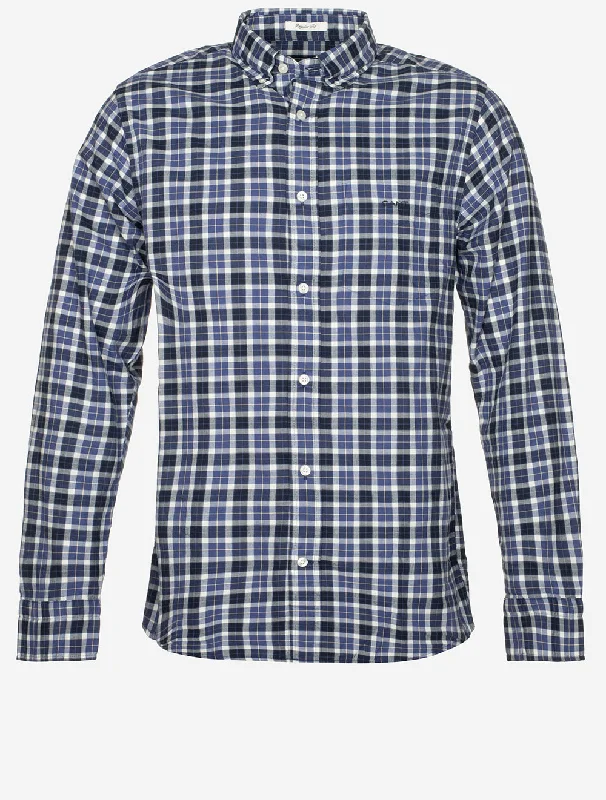 Regular Light Twill Check Shirt Sailor Navy