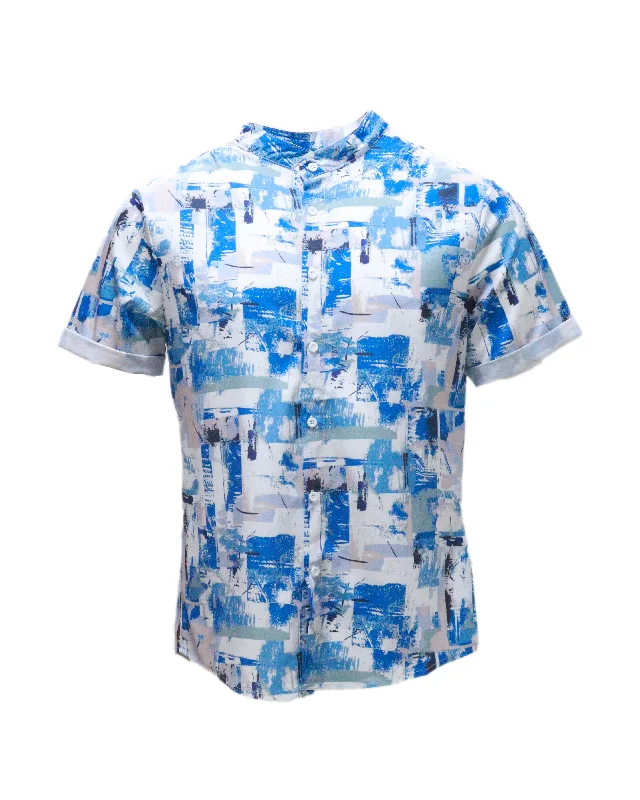 Mens S/Slvs Printed Shirts With Round Neck Collar