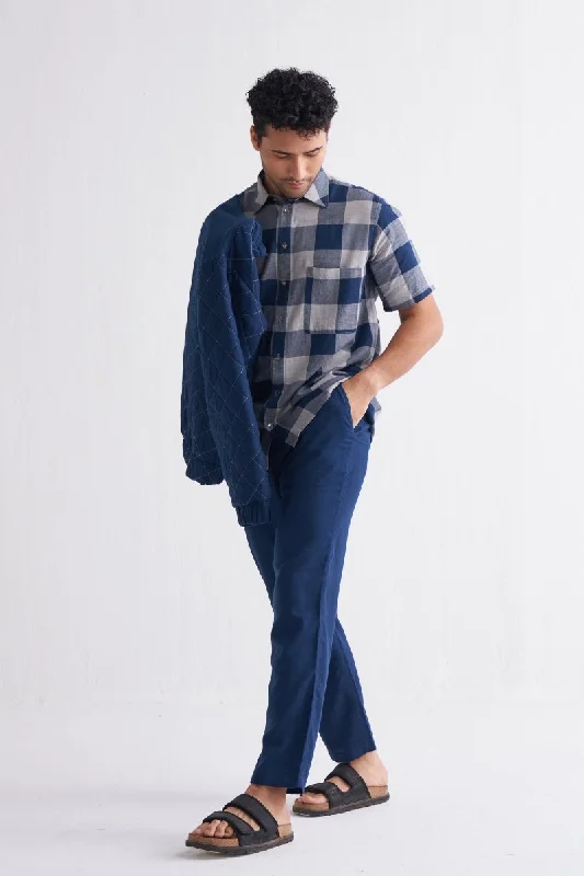 Camp Collar Shirt - Navy Check