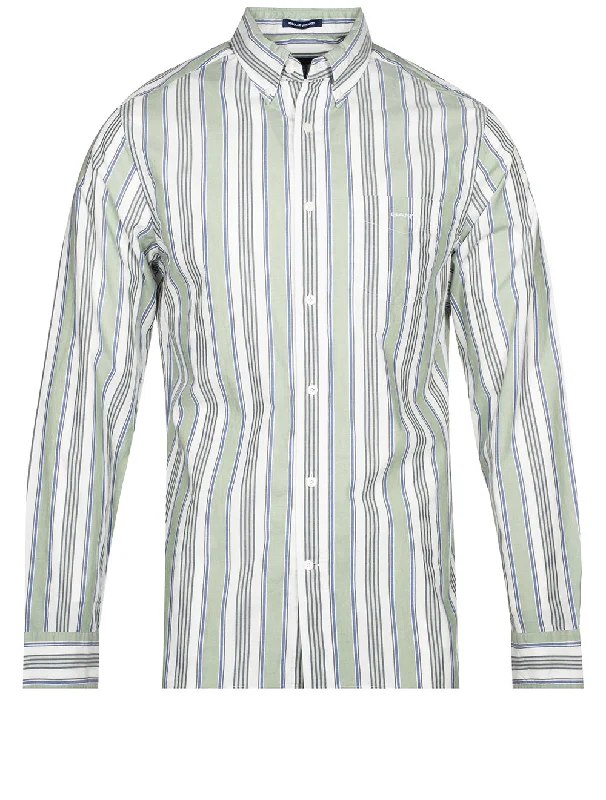 Regular Fit Multistripe Oxford Shirt Kalamata Green