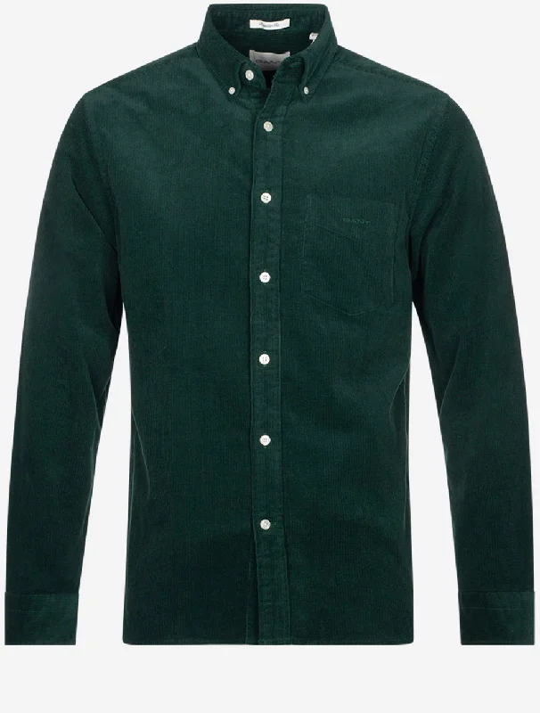 Regular Corduroy Shirt Tartan Green