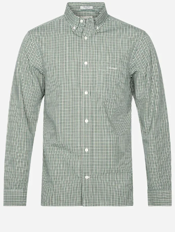 Regular Archive Poplin Check Shirt Forest Green