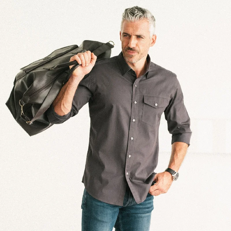 Author Casual Shirt – Charcoal Gray Cotton Twill