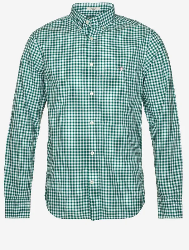 Regular Fit Poplin Gingham Shirt Deep Forest Green