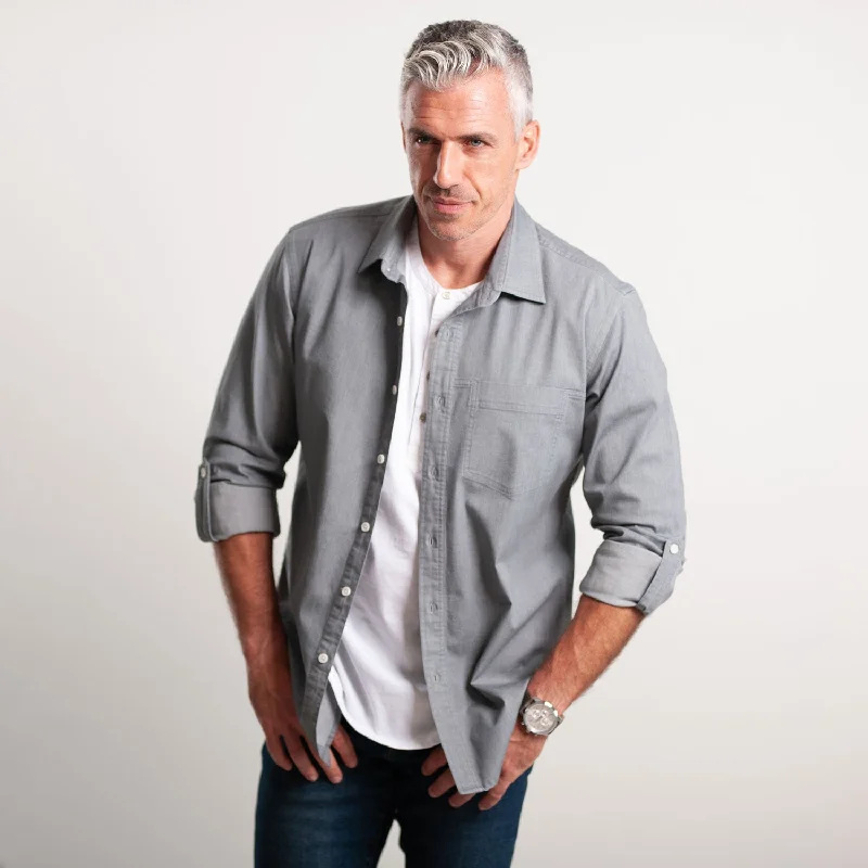 Myers Casual Shirt – Aluminum Gray Cotton Stretch Twill