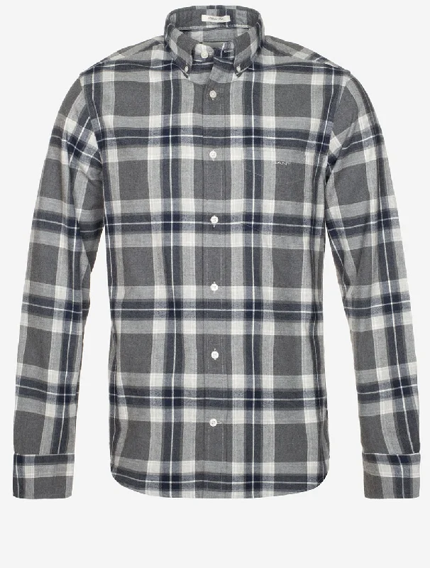 Regular Tartan Melange Check Shirt Dark Grey Melange