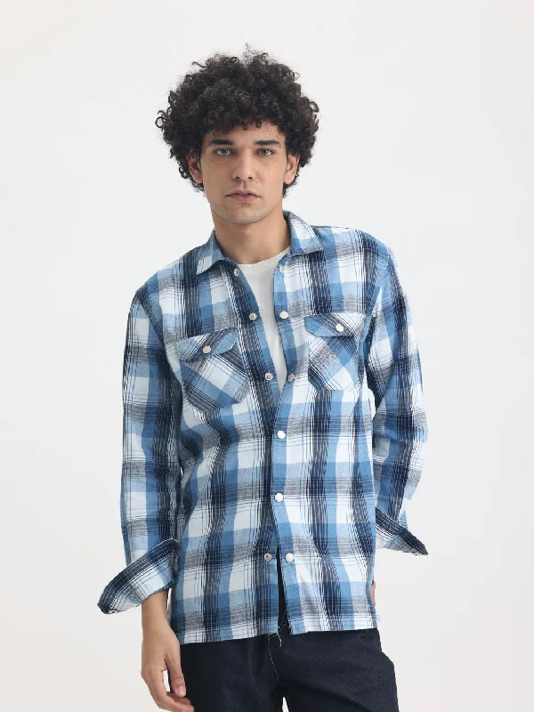 Blue Checks Corduroy Shirt