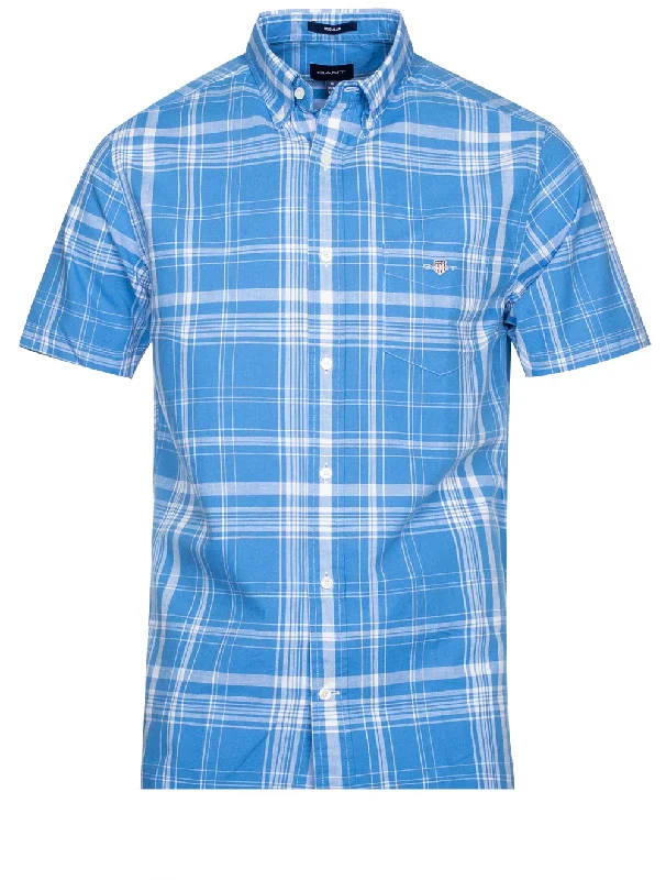 Regular Cotton Linen Short Sleeve Day Blue