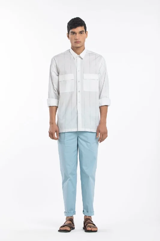 Linear Embroidered Shirt- White