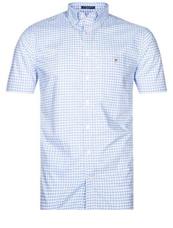 Regular Broadcloth Gingham Short Sleeve Buttondown Capri Blue