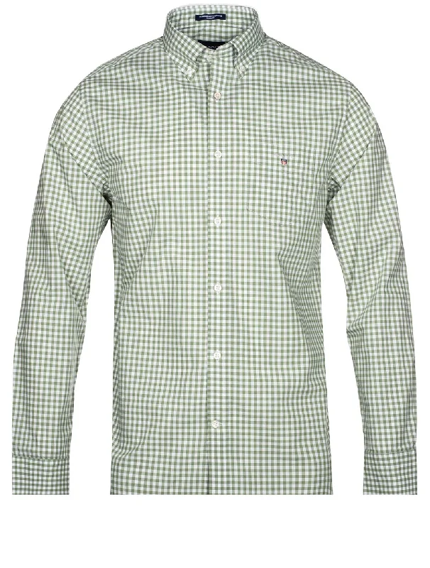 Regular Fit Gingham Broadcloth Shirt Kalamata Green