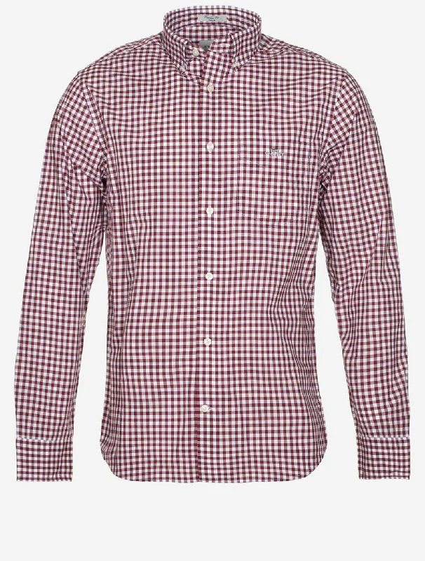 Regular Fit Poplin Gingham Shirt Wine Red