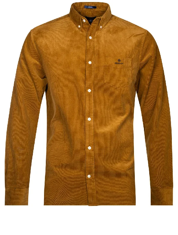 Regular Fit Corduroy Shirt Suede Brown