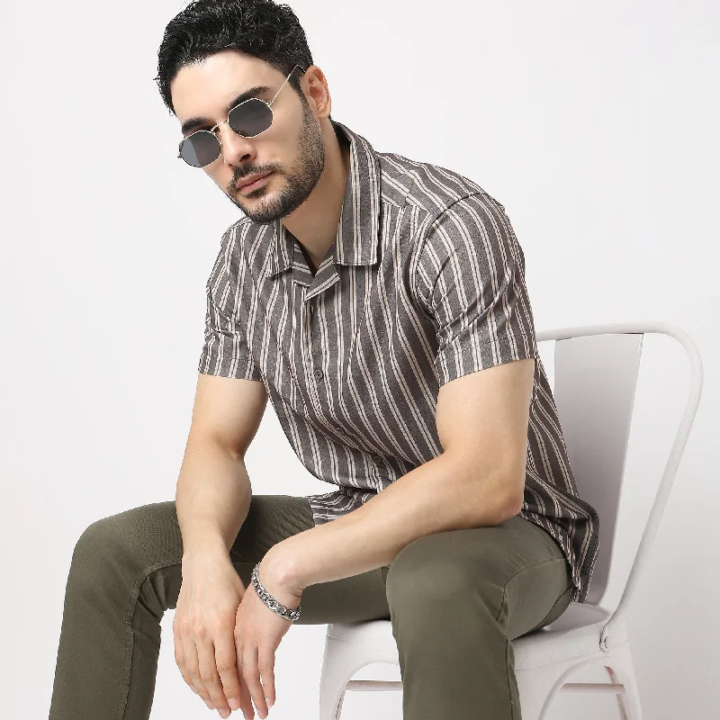 Retreat™ Shirts - Core Slub Printed Pattern Rich Fabric - Trendy Cuban Collar - Regular Fit Shirt