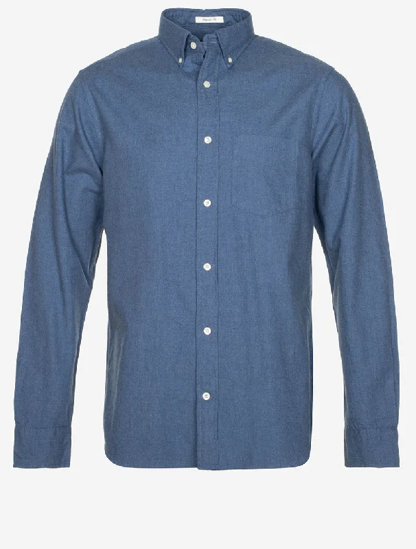 Regular Flannel Melange Shirt Dusty Navy