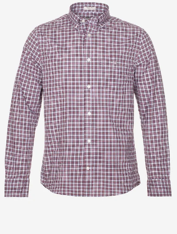 Regular Poplin Small Check Shirt Plumped Red