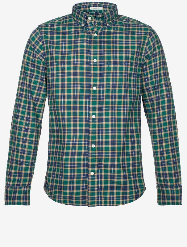 Regular Light Twill Check Shirt Deep Forest Green