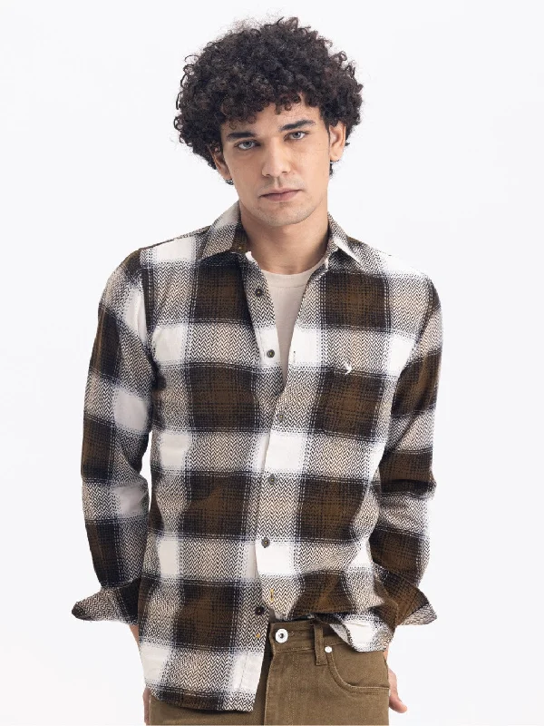 Brown Corduroy Flannel Checks Shirt