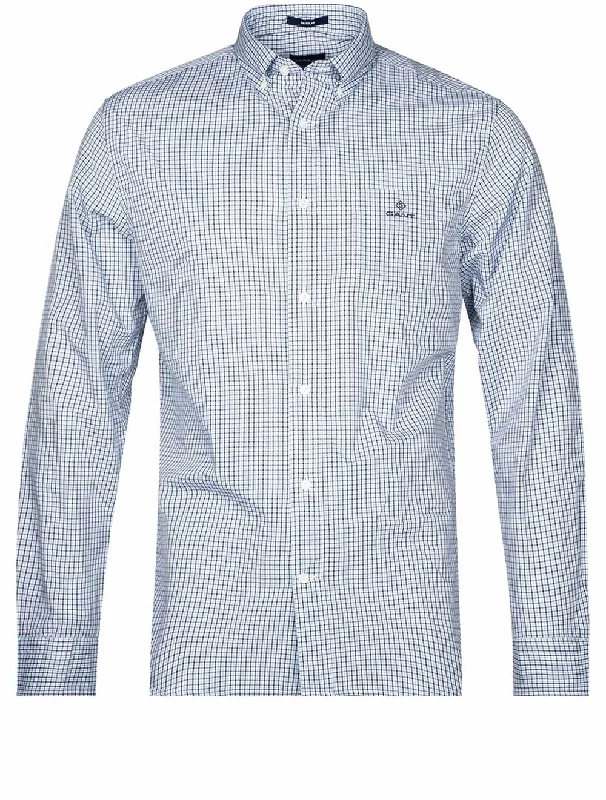 Regular Fit Poplin Micro Gingham Shirt Capri Blue