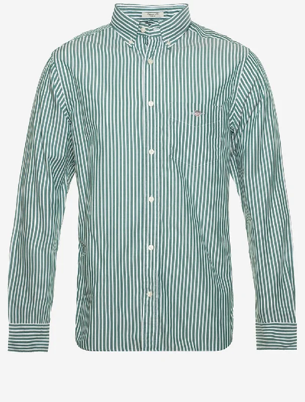 Regular Classic Poplin Stripe Shirt Deep Forest Green