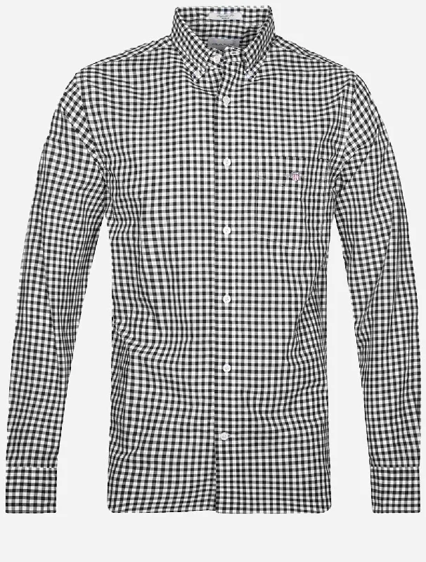 Regular Fit Poplin Gingham Shirt Black