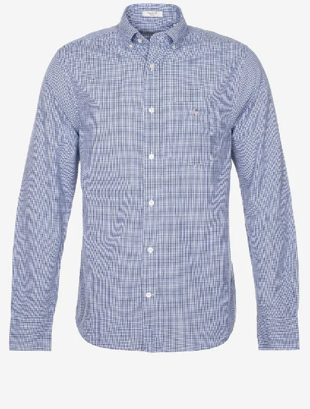 Regular Poplin Micro Gingham Shirt College Blue