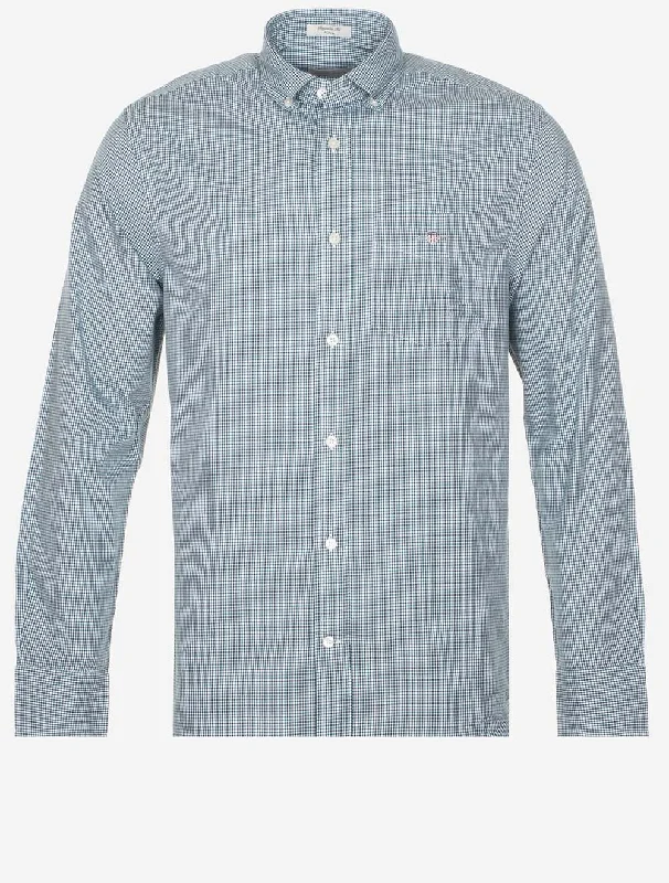 Regular Poplin Micro Gingham Shirt Deep Forest Green