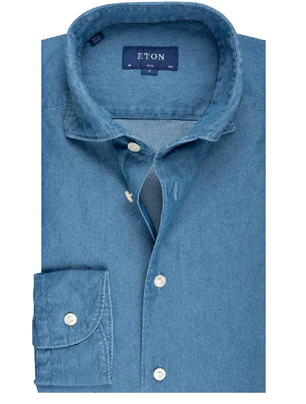 Slim Fit Denim Shirt Medium Blue